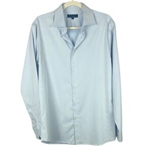 Blu by Polifroni Light Blue Classic Dress Shirt Button-Down Style Size 15.5